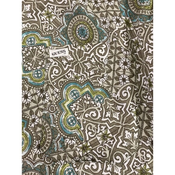 Vintage 90s Guess George Marciano Top Women’s 2 Green Floral Button Up Retro - Picture 4 of 8